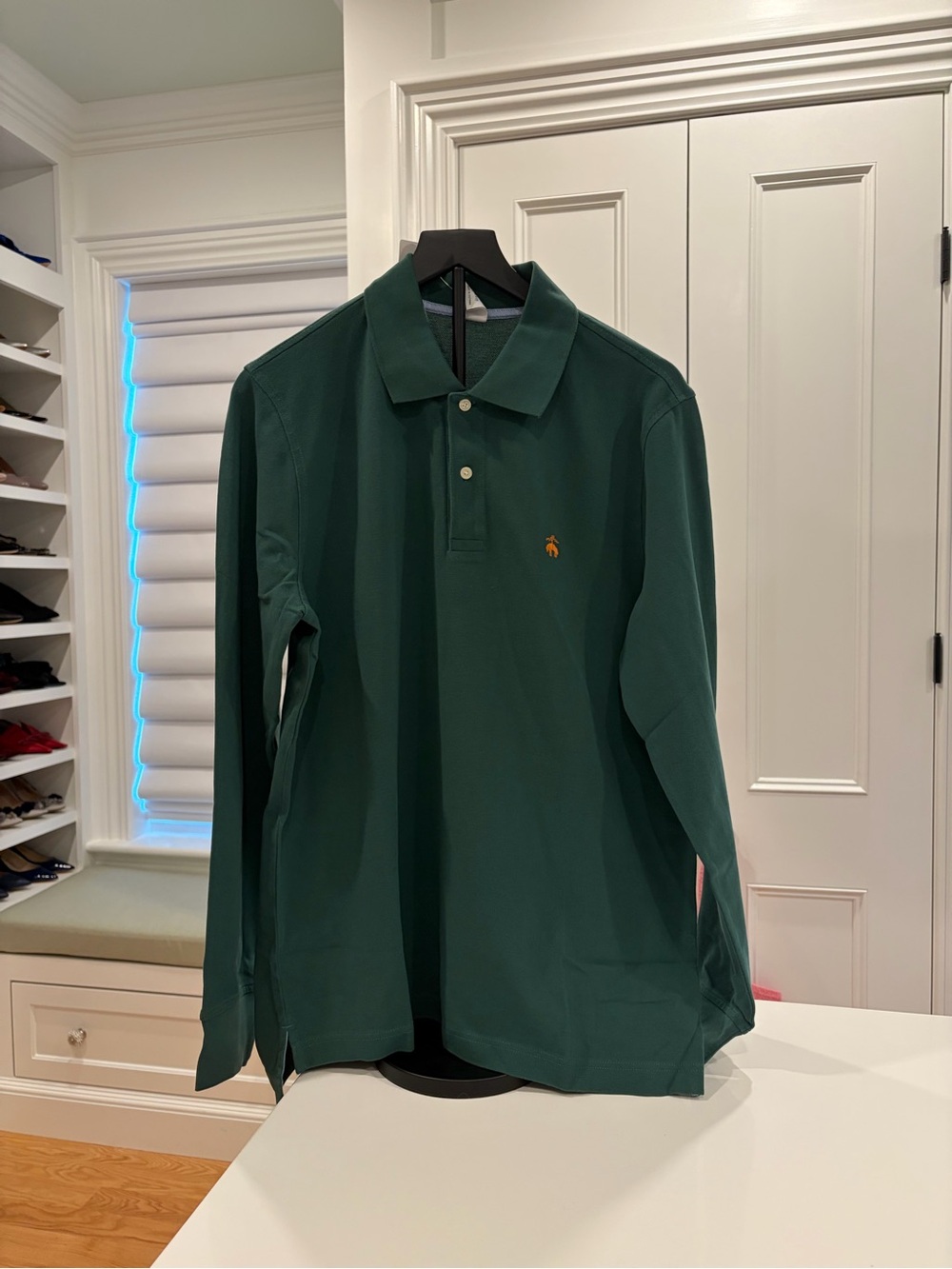 NWT UBrooks Brothers Forest Green Long-Sleeve Polo Sz L Slim Fit